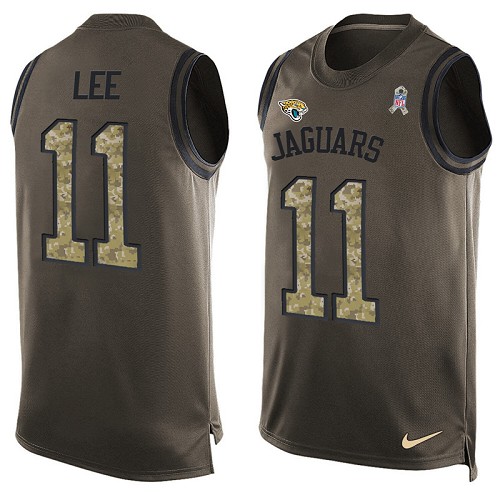 Men's Limited Marqise Lee Nike Jersey Green - #11 Salute to Service Tank Top NFL Jacksonville Jaguars